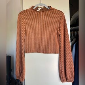 Burnt orange long sleeve top, balloon sleeve top